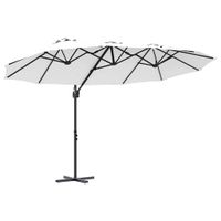 Parasol ogrodowy z bocznym słupem piaskowy 372 x 198 x 243 cm