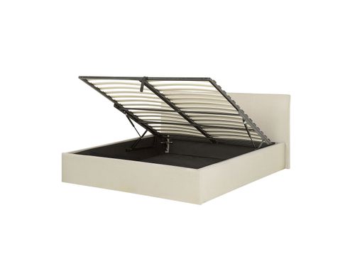 Łóżko z pojemnikiem tapicerowane 160 x 200 cm beżowe ORBEY na Arena.pl