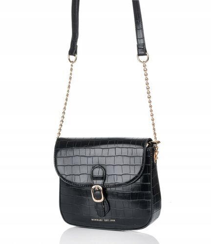 Monnari Torebka Kuferek Listonoszka Czarny Kroko Łódka Czarna PREMIUM na Arena.pl