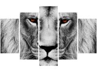 70 100CM OBRAZ 5 ELEM LWIE SPOJRZENIE DRUK PŁÓTNO