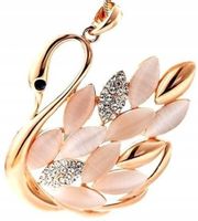 Naszyjnik długi Złoty Łabędź cyrkonie retro Damski