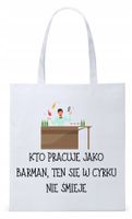 Dla Barmana Bartender Torba Eco Biała Shopper Z Nadrukiem Ze Zdjęciem