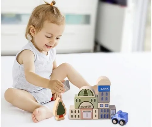 Drewniane Klocki Miasto Auta 115 Klocków + Puzzle na Arena.pl