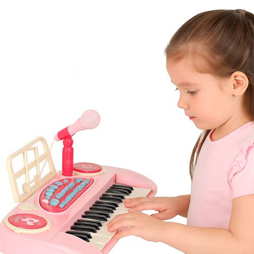 Pianinko Interaktywne dla Dziewczynki z Mikrofonem Różowe Keyboard Organki na Arena.pl