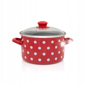 Garnek tradycyjny Emaliowany z Pokrywką 24cm 6.75I Metalac Dots On Red