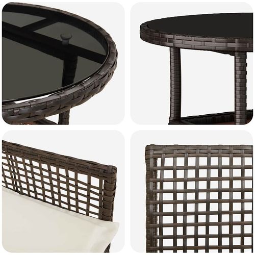 Zestaw do jadalni w ogrodzie 3 pcs Brązowy Polirattan na Arena.pl