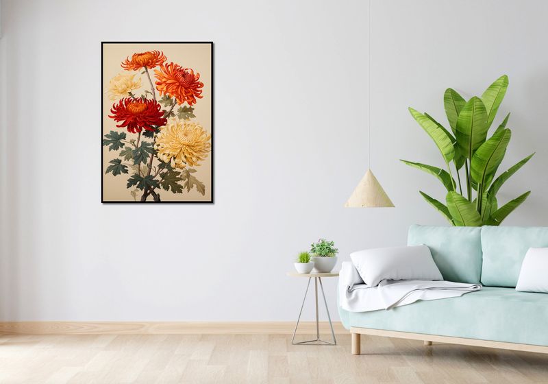 Plakat 68x98cm Tańczące Chryzantemy zdjęcie 4
