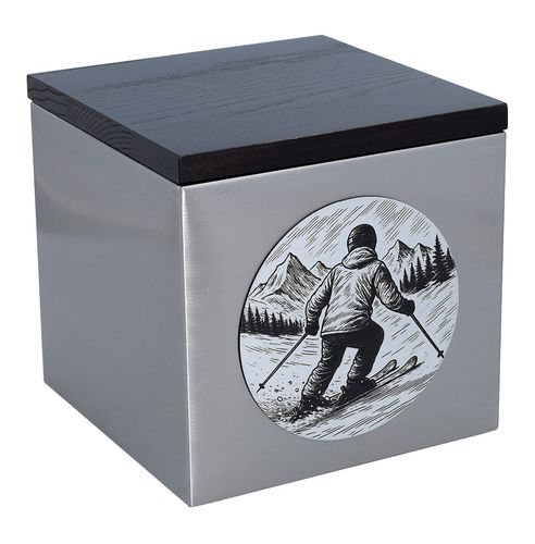 Urna dla narciarza Tematyczna urna kremacyjna z nartami Tabliczka / Nie na Arena.pl