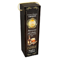 skrzynka pudełko 33,5 x 9,5cm na butelkę alkoholu 100 urodziny whisky
