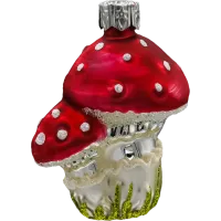 Bombka choinkowa szklana: Muchomorki w trawie