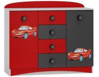 komoda do pokoju dziecka SUPER CAR N12 + grafika AUTO-B komoda dziecięca