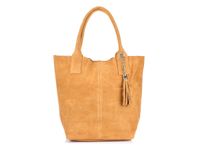 Torebka skórzana zamszowa WOREK duża A4 Z SASZETKĄ camelowa L82