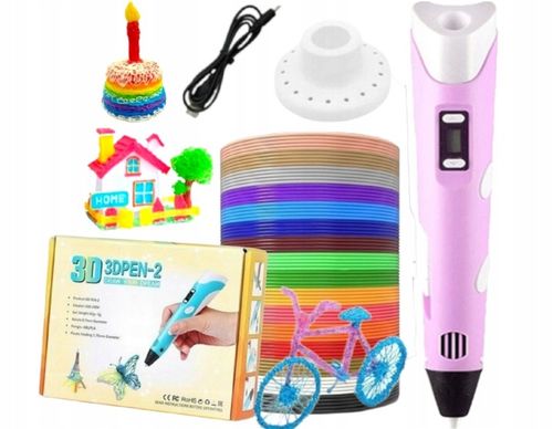 DŁUGOPIS 3D DLA DZIECI magiczny DRUKARKA 3D PEN RÓŻOWY + WKŁAD 9M na Arena.pl