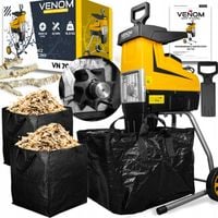ELEKTRYCZNY ROZDRABNIACZ VENOM RĘBAK DO GAŁĘZI PRO MOCNY SILNIK 2X