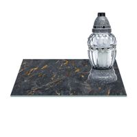 SZKLANA PODSTAWKA POD ZNICZE Z DEDYKACJĄ 30x20cm Marmur 378a