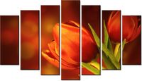 80CM 140CM OBRAZ 7 ELEM CZERWONE TULIPANY ŚCIENNY