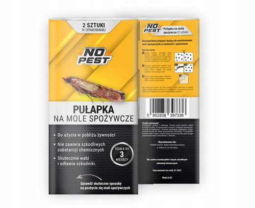 SILNA PUŁAPKA LEPOWA LEP NA MOLE SPOŻYWCZE PRZECIW MOLOM NO PEST (10 na Arena.pl