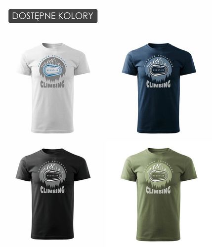 Koszulka z górami w góry wspinaczka climbing karabińczyk męska granatowa REGULAR M na Arena.pl