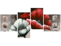 140CM 70 OBRAZ MALOWANE MAKI CZERWIENI BRĄZIE ŚCIENNY