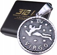 SREBRNY MEDALIK MEDALION ZNAK ZODIAKU PANNA PRAWDZIWA STAL CHIRURGICZNA 316
