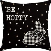 lniana poszewka na poduszkę 45 x 45 cm króliczek black &amp; white pod234