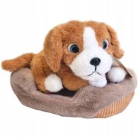 PLUSZOWY PIESEK NA POSŁANKU poduszce maskotka JAK ŻYWY pluszak PREZENT