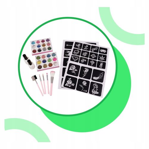 Zestaw do Robienia Tatuaży Brokatowych Szablony Tatuaże Brokatowe Duży DIY na Arena.pl