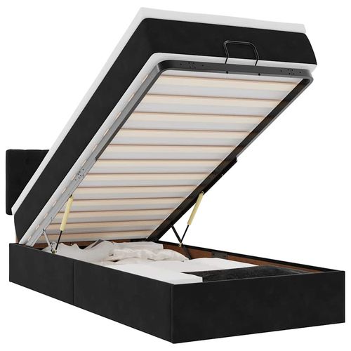 Łóżko Ottoman z materacem i LED, czarny, 80x200cm, aksamit na Arena.pl