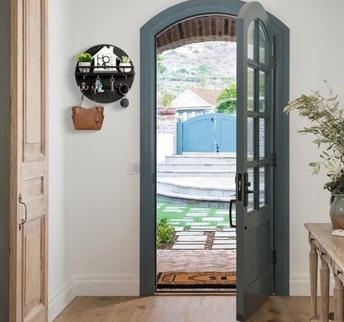 DREWNIANY WIESZAK ŚCIENNY NA KLUCZE KURTKI DO PRZEDPOKOJU PÓŁKA CZARNY na Arena.pl