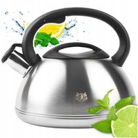 CZAJNIK na GAZ 3L CZAJNIK z GWIZDKIEM POKRYWĄ STAL INDUKCJA SREBRNY