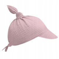 Czapka chusta chustka muślinowa dziecięca z daszkiem bawełniana brudny róż