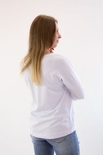 Bluzka z kieszonką ozdobioną cekinami Olena Biała UNI na Arena.pl