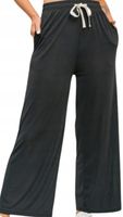 SPODNIE DAMSKIE z szerokimi nogawkami ELASTYCZNE KULOTY CZARNE XL/2XL