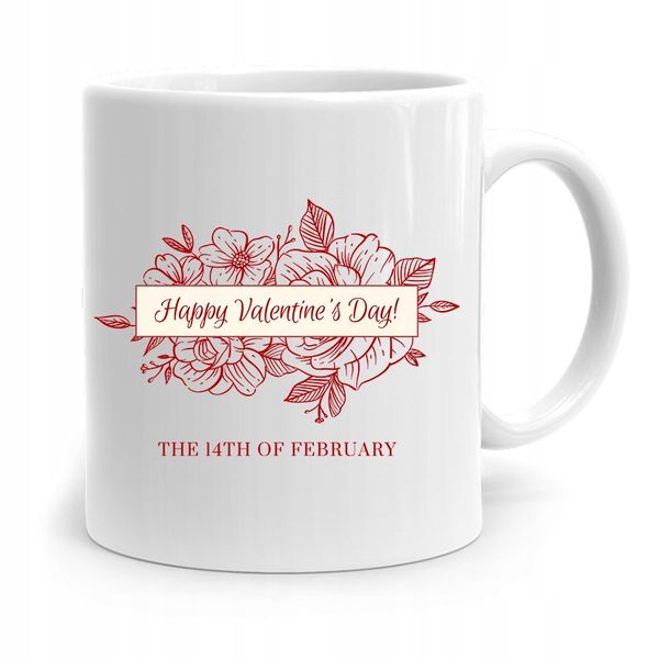 Kubek Prezent Na Walentynki Happy Valentine's Day Z Nadrukiem Ze Zdjęciem zdjęcie 1