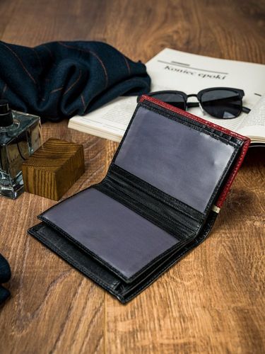 pionowy, dwukolorowy portfel męski ze skóry naturalnej - rovicky na Arena.pl