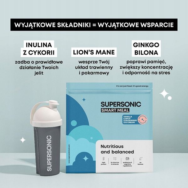 Posiłek SUPERSONIC Smart Meal WPC Zamiennik Posiłku w Proszku + KREM GRATIS zdjęcie 2
