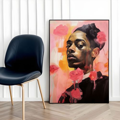 Plakat portret różowe kolory 61x91 cm w czarnej ramie na Arena.pl