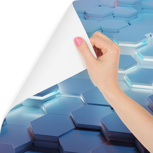 Fototapeta Niebieskie HEKSAGONY Nowoczesny Wzór 3D Abstrakcja 360cm x 240cm zdjęcie 2