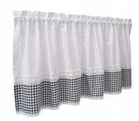 ZAZDROSTKA ZAZDROSKA bawełniana firana kuchenna CZARNA KRATA 300x60