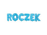 Zestaw balonów foliowych, napis "Roczek", niebieski w gwiazdki, 40 cm