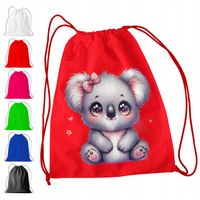 CZERWONY WOREK DO PRZEDSZKOLA SZKOŁY, NA WF - KOALA MIŚ MISIE