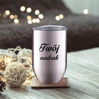 Srebrny kubek do wina z metalu 360 ml z Twoim nadrukiem