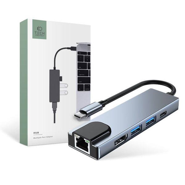 TECH-PROTECT V3-HUB ADAPTER 5IN1 GREY zdjęcie 1
