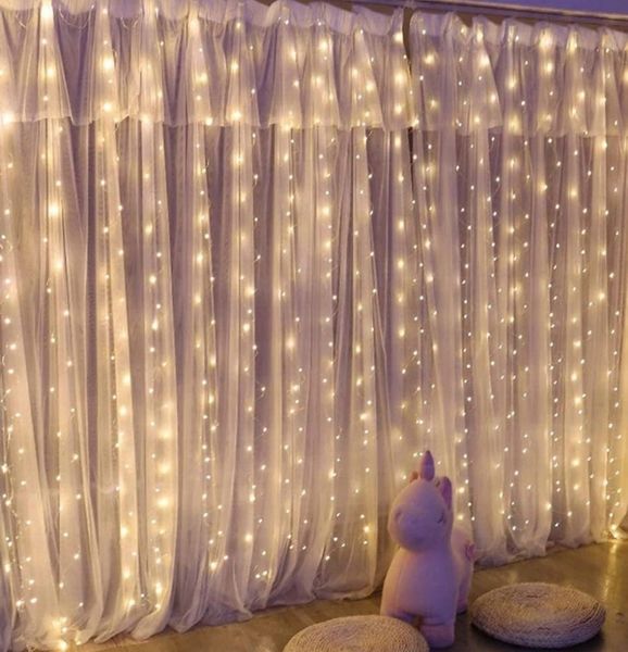 KURTYNA ŚWIETLNA 200 LED DRUCIKI 2x2m BIAŁY CIEPŁY 200L USB PILOT zdjęcie 13