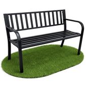 Ławka ogrodowa na taras parkowa z oparciem LINEA metalowa 119 cm Czarna