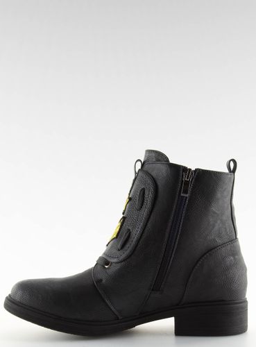 Botki workery z naszywkami czarne H-4  BLACK - 40 na Arena.pl