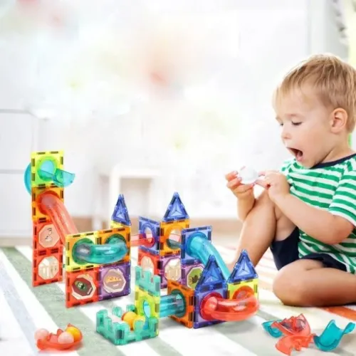 KLOCKI MAGNETYCZNE KONSTRUKCYJNE ŚWIECĄCY TOR 110el 3D MAGNETIC EDUKACYJNE na Arena.pl