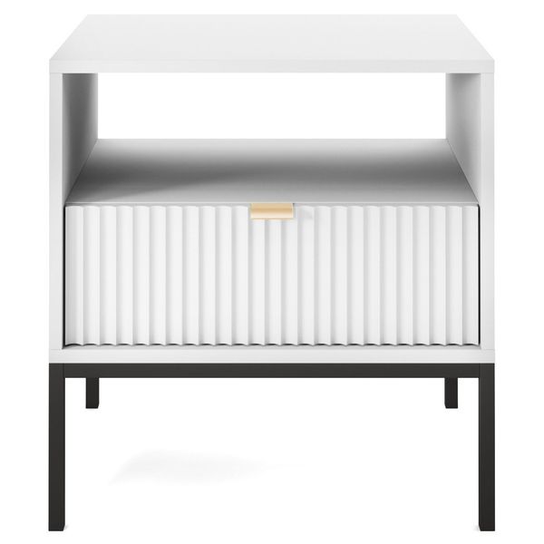 Szafka nocna Delicious ryflowana biała zdjęcie 1