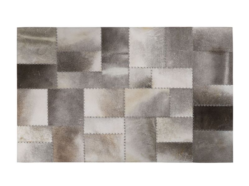 Dywan patchwork skórzany brązowoszary 140 x 200 cm PERVARI zdjęcie 3