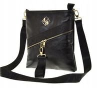 Laura Biaggi - torebka listonoszka zamek brelok czarny groszek błysk A359